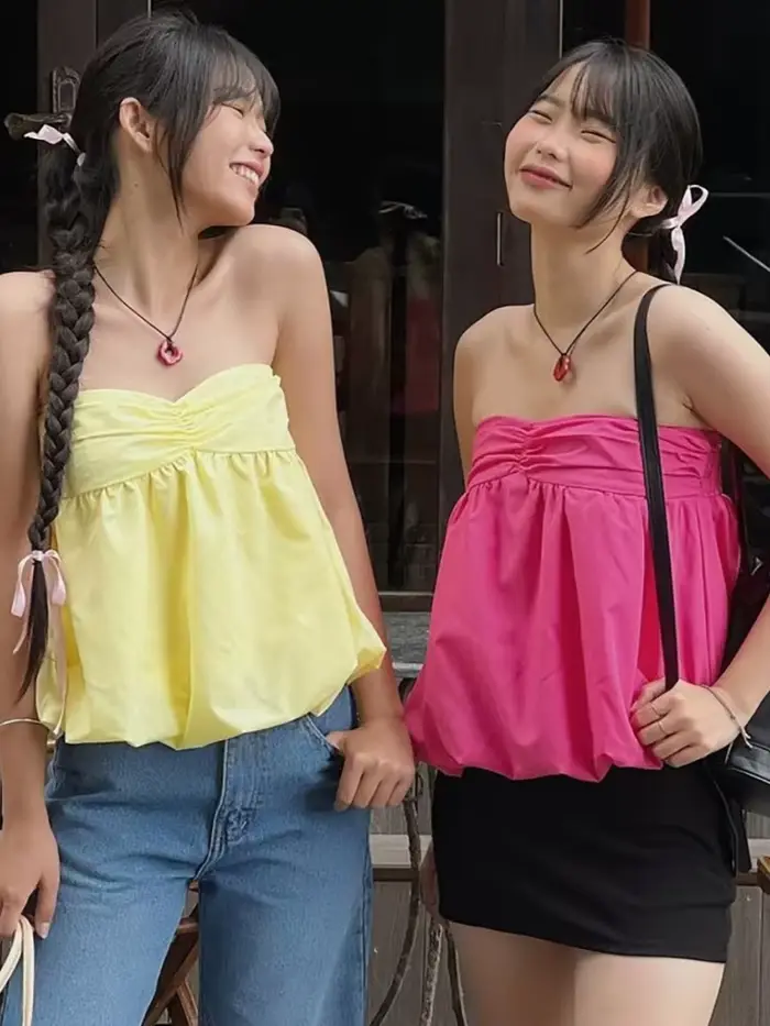 Podprsenka bez ramínek pro ženy, bez ramínek, nafouknutá bralette, monochromatická bez ramínek, trubková bez ramínek, Y2k