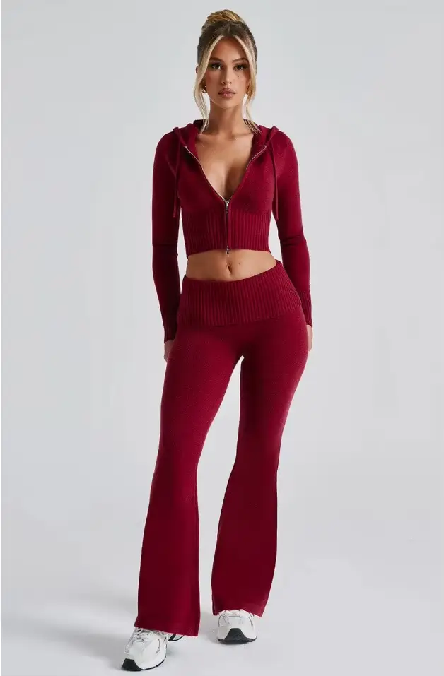 Nouvelle collection printemps - Vêtements pour femmes - Haut court à capuche slim - Pantalon décontr