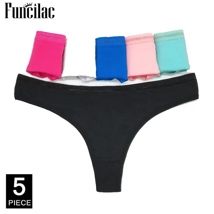 Bavlněné tanga a kalhotky pro ženy, sexy spodní prádlo, dámské spodní prádlo, sada 5 kusů