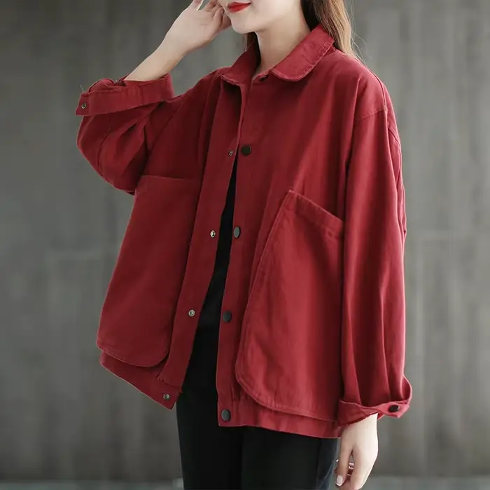 Veste ample à col rabattu pour femme, Cardigan surdimensionné avec grande poche et manches longues, 