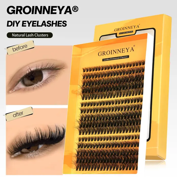 GROINNEYA DIY řasy shluky C Curl Dlouhé jednotlivé
