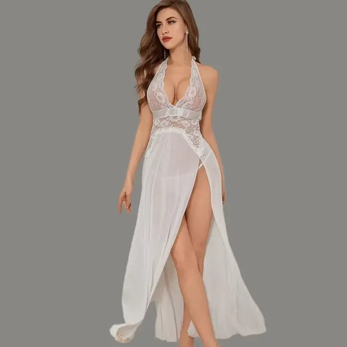 Sexy krajková noční košilka s květinovým vzorem