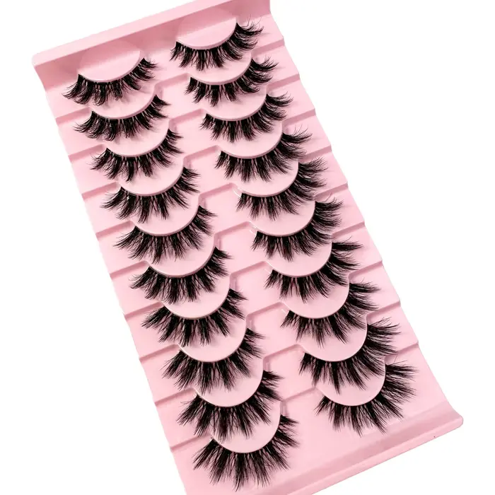 10 paires naturel longue tige transparente 3D vison cils Manga cils chauds faux cils moelleux doux c