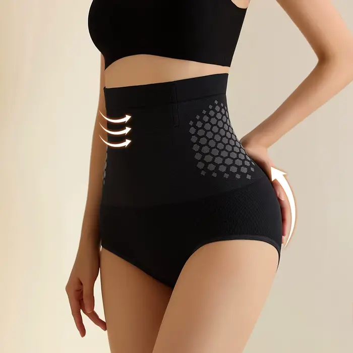 Culotte gainante taille haute sans couture pour femme, avec thérapie magnétique et chaleur utérine, pour le contrôle abdominal et le remodelage corporel