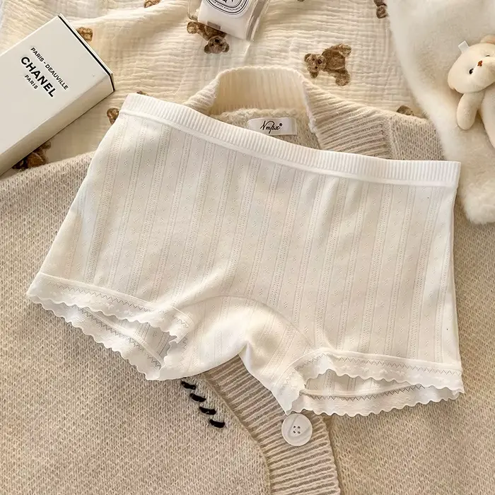 Culotte en dentelle mignonne, taille moyenne, pantalon de sécurité de sport Sexy pour femmes, sous-v
