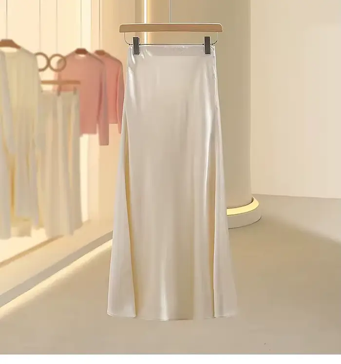 Jupe sirène en satin acétique pour femme, mode coréenne, taille haute élastique, jupes pour femmes p