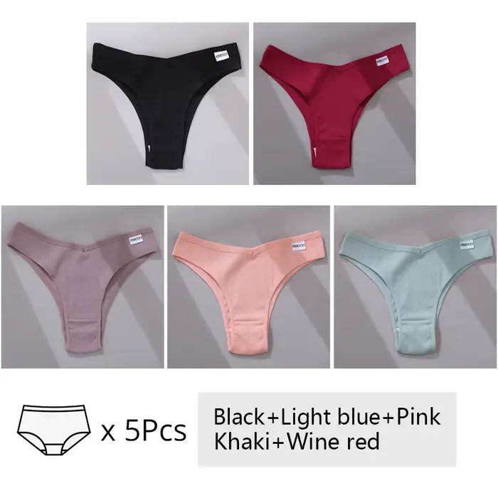 5 kusů / set dámská bavlna Brazilské kalhotky velikost V dámské spodní prádlo pohodlné spodní prádlo nízký pas t-back Bikini dívky Spodní prádlo nové