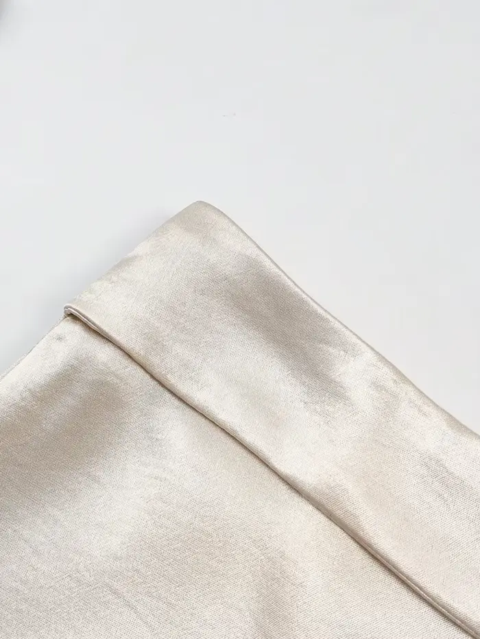 Demi-jupe trapèze en Satin pour femmes, nouveau Design Premium, élégant, couleur Pure, ceinture, col