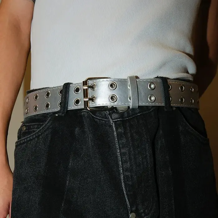 Ceinture simple à double trou pour hommes et femmes, punk, hip hop, rock, sous-culture Y2K, tendance