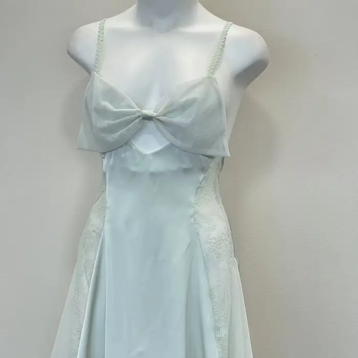Pyjama d'hiver en gaze de dentelle pour femmes, vêtements de nuit, lingerie sexy, grand nœud sur le 