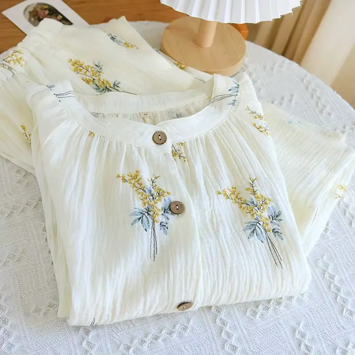 Pyjama femme ensemble de sous-vêtements nuisette pour femmes Homewear automne à manches longues vêtements de nuit coton deux pièces dames nuisette