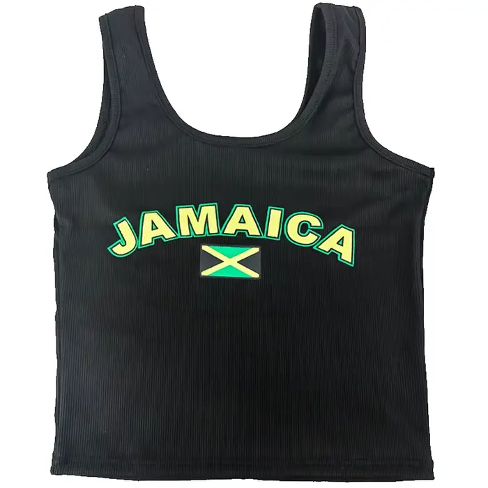 JAMAICA-Camisole noire à glaçure pour femmes, haut court, t-shirt décontracté, col en fibre, sexy, é