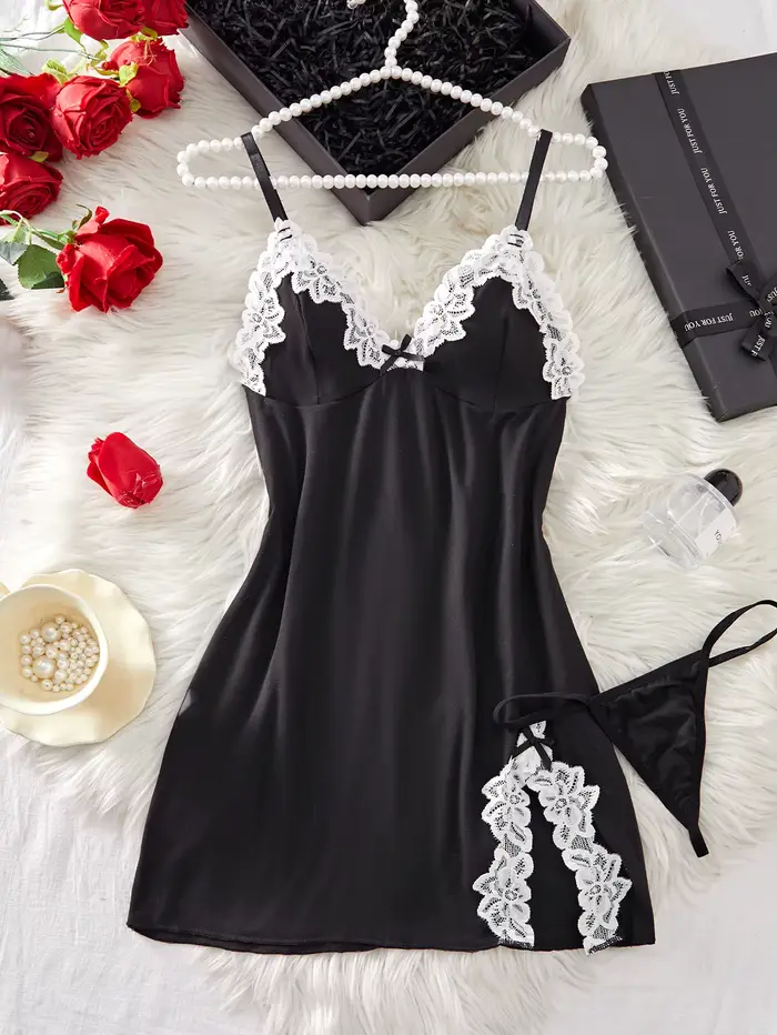 Chemise de nuit rose douce pour femmes, robe de nuit élégante, soutien-gorge à col en v, sous-vêteme