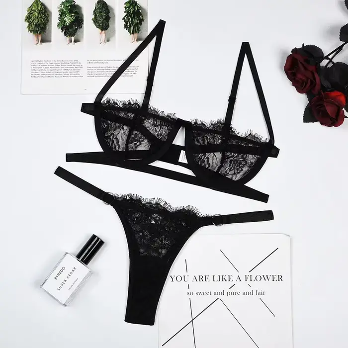 Lingerie Femme Polyester Push-Up Transparente Avec Broderie Fée Pour Occasions Spéciales Séduire Élégante