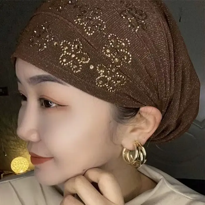 Été diamants Turban casquettes pour femmes élastique enveloppement tête Bonnet musulman Hijab Turban