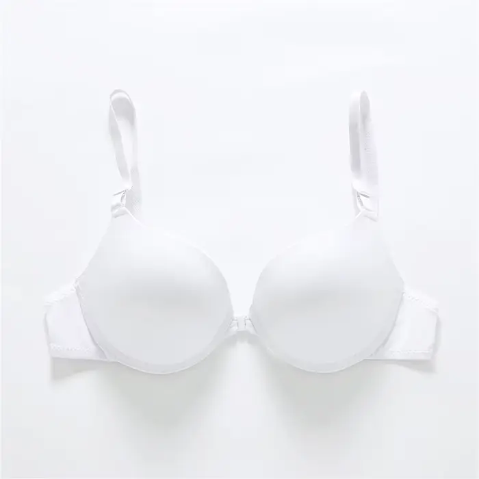 Soutien-gorge froncé pour femmes, fermeture frontale, décolleté en V profond, à armatures, Lingerie solide, Push Up, dos nu, sous-vêtements intimes