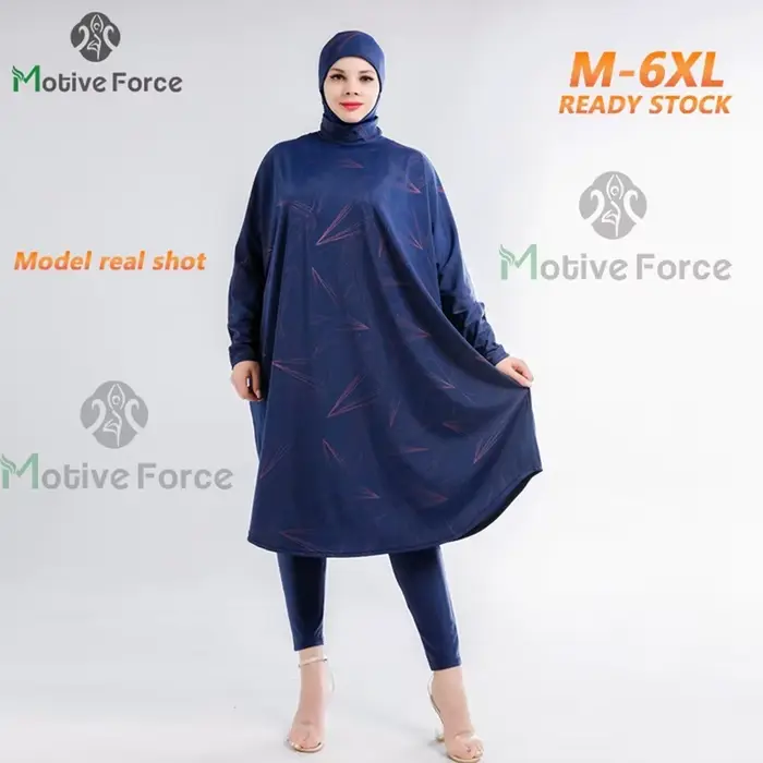 Abaya-Burkini Musulman à Manches sulfpour Femme, Grande Taille, Modeste, Hijab