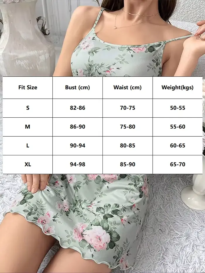 Vêtements de nuit d'été pour femmes, robe de nuit à imprimé floral vert, robe de nuit vintage sans manches, robe de nuit respirante, vêtements de maison tendance