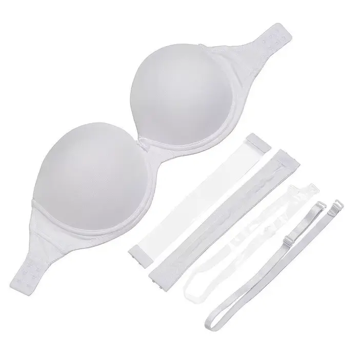Vgplay soutien-gorge blanc sans bretelles Push Up Lingerie antidérapante bande transparente sangle soutien-gorge femme grande taille pour gros seins 32-44 C D E F