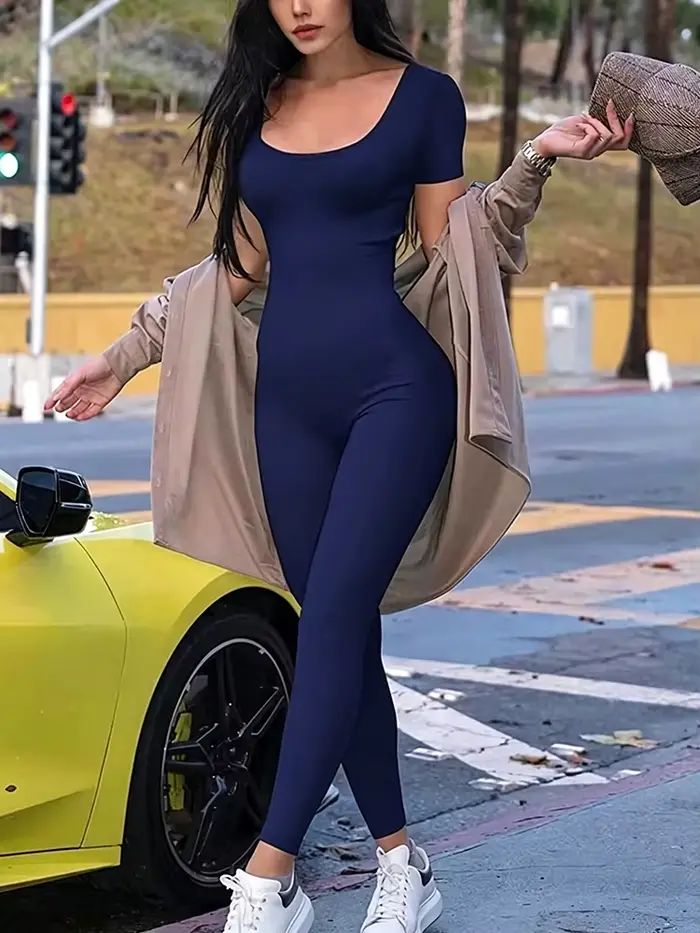 Dámské Krátký rukáv Romper, Jednobarevné, Štíhlý, Drum Con, Kombinézy, Sport, Fitness, Neformální, Aktivita, Streetwear, kombinézy