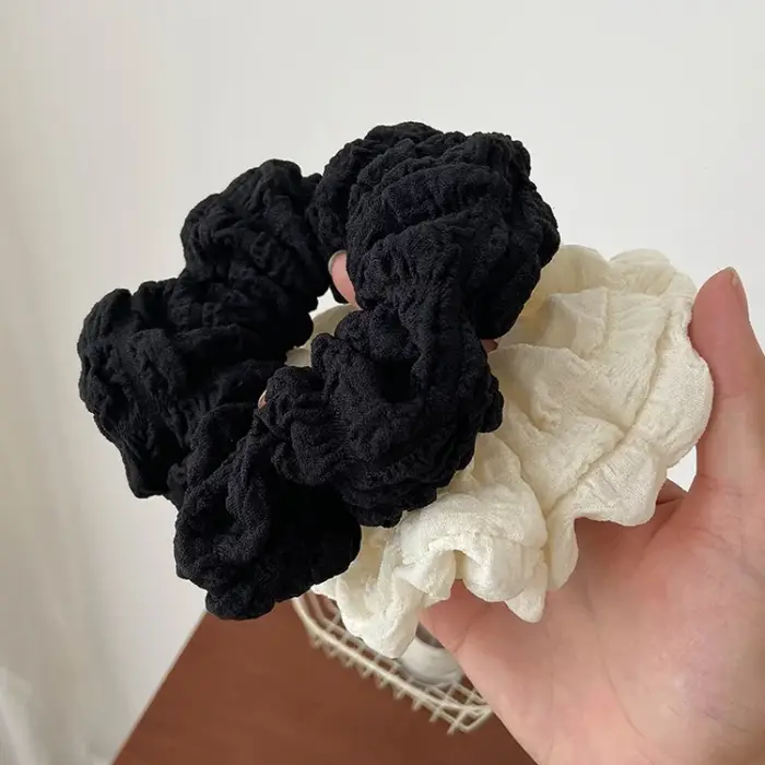 Corde à cheveux de couleur unie pour femmes, motif ondulé, Simple, queue de cheval, anneau de cheveu