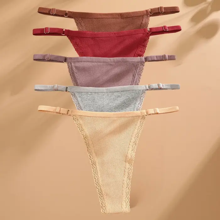 5 kusů/sada bavlněných tanga kalhotek Sexy spodní prádlo pro ženy t-back Dámské