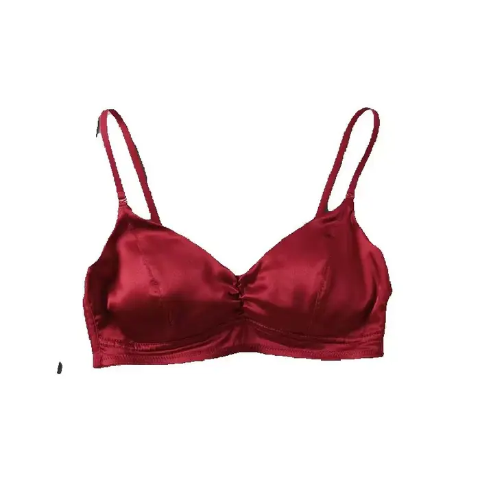 Soutien-gorge en soie véritable pour femmes, sous-vêtements plissés extensibles, noir et blanc, mode printemps