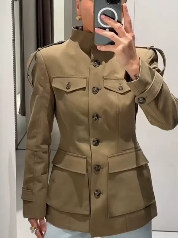 Veste femme kaki manteau femme vêtements d'extérieur femme à manches longues haut femmes 2025 automn