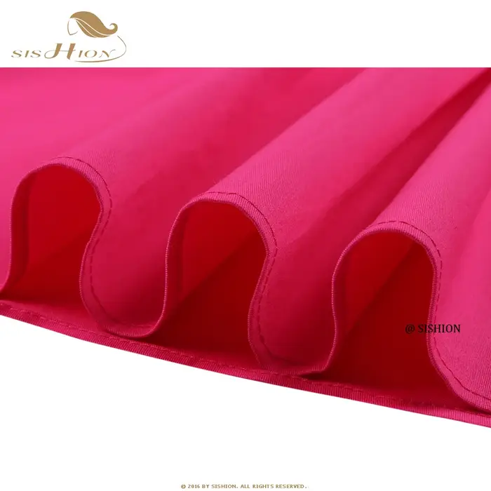 SISHION-Jupe plissée en coton pour femme, couleur unie, rose foncé, rouge, avec nœud, vintage, pour