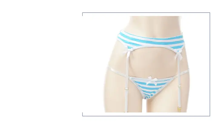 Soutien-gorge sexy Lolita pour femmes sous-vêtements Kawaii carnaval bleu rose blanc rayé mini bikin