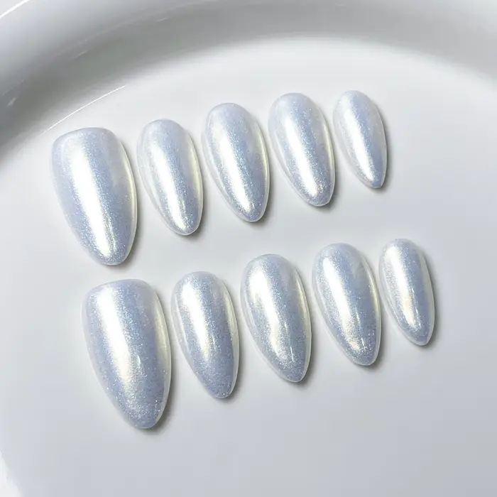 Lot de 10 faux ongles rouges faits à la main, à presser, en acrylique, mi-longs, forme amande, pour 