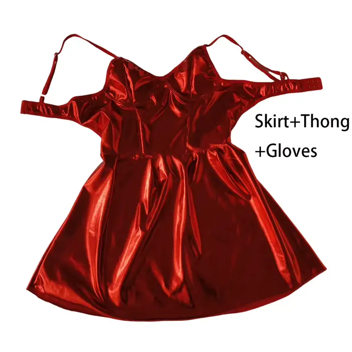 Femmes Lingerie Érotique En Cuir Noir Mini Robe Porno Costumes Discothèque Sexy Dames Robes Sexy Fêt
