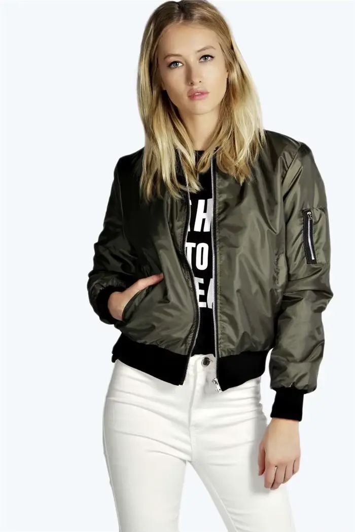 Automne nouvelles vestes courtes pour femmes Vintage haute rue col rond Bomber femme mode fermeture 