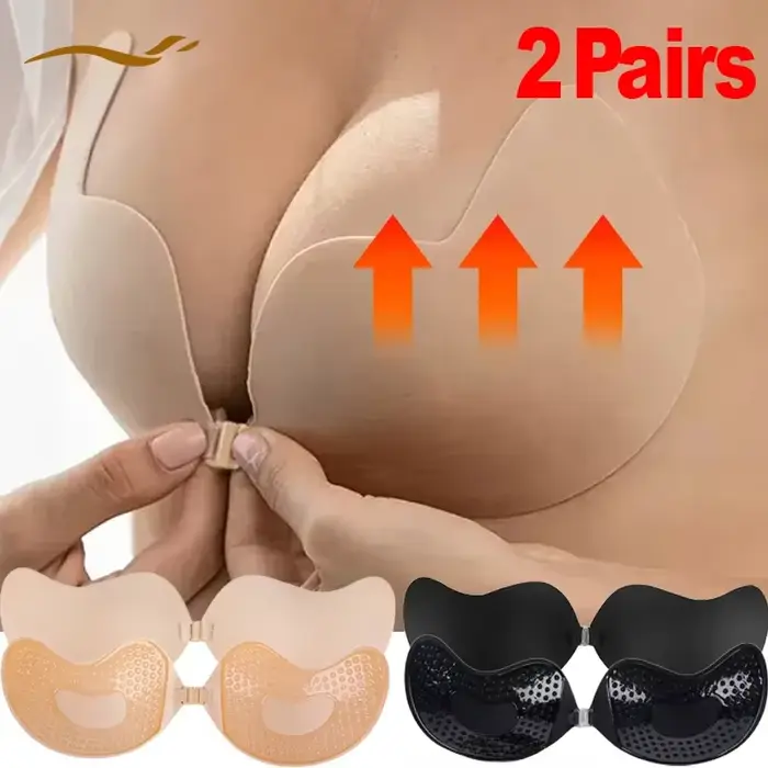 Dámské push up neviditelné podprsenka, backless, bez ramínek, bradavky kryt, přední uzavření, Bralette spodní prádlo, silikonové samolepicí podprsenka Pad