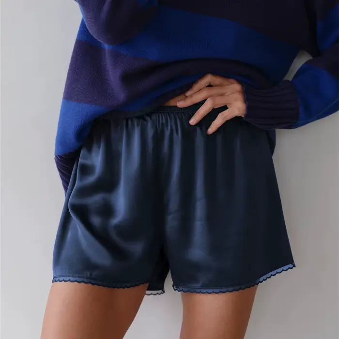Jupons pour femmes, demi-glissement, culotte en Satin, garniture en dentelle, jambes larges, soyeux, bas de pyjama, vêtements de maison quotidiens décontractés
