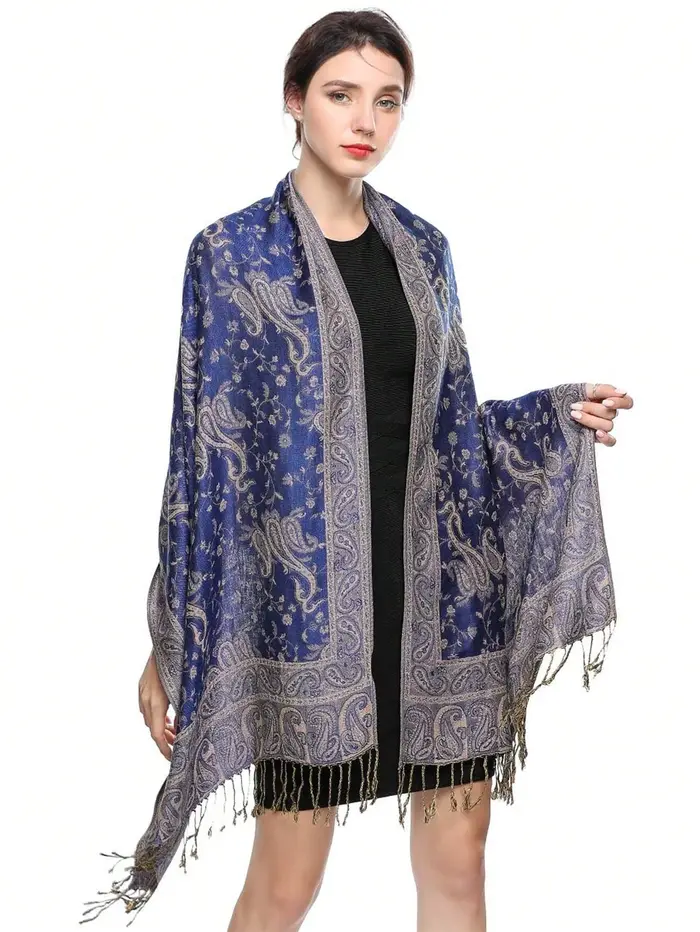 Bohême Pashmina Hijab écharpe longue musulmane cachemire châle femme Foulard doux Turban bandeau pou