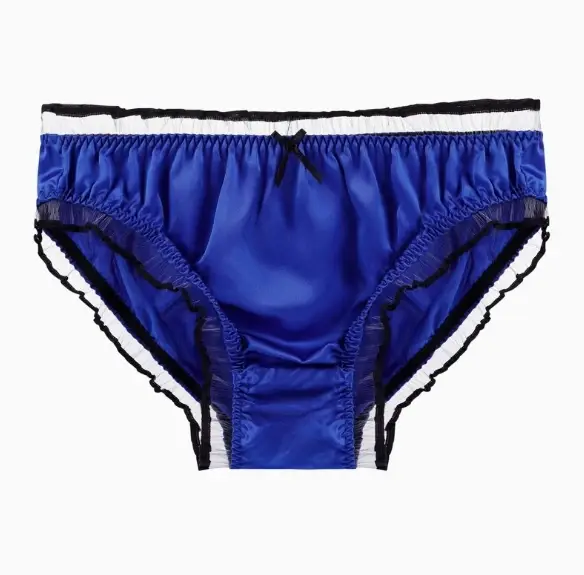Unisex morušové hedvábné spodní prádlo, slipy hladké s volánky, Sexy, pohodlné, měkké a lesklé, erotické kalhotky pro páry, pevné spodní prádlo s mašle