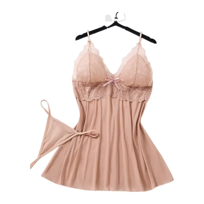 Sexy spodní prádlo šaty pro ženy, průhledné krajky a síťované noční košile, pevné, vybavené střih, V-neck, letní noční košile, noční košile