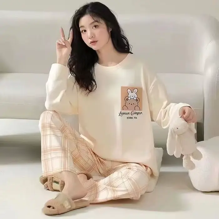 Pyjama deux pièces décontracté pour femme, ensemble de vêtements de nuit confortables, vêtements de 