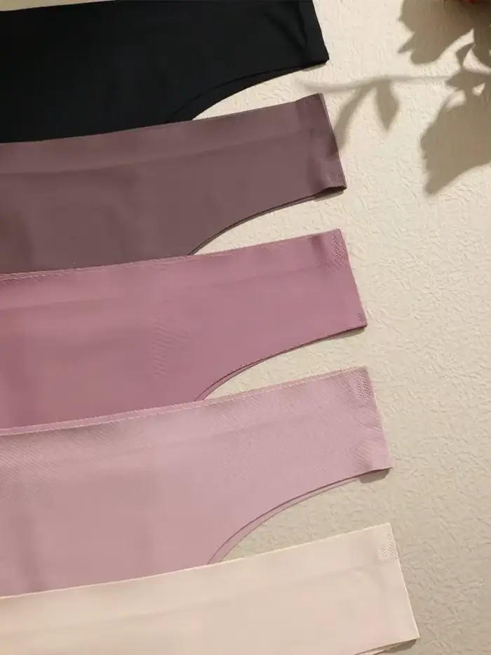 5 pièces Sexy sans couture culotte brésilienne pour femmes string femme taille basse couleur unie slips confortable Invisible string culotte
