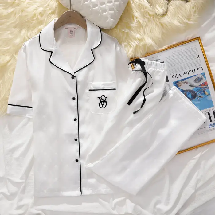 Pyjama en coton tricoté Victoria's Secret pour femmes ensemble de nuit vêtements de détente confortable et respirant pour les occasions spéciales
