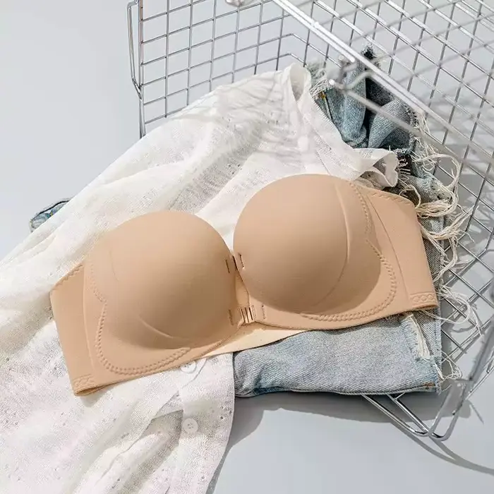 Sous-vêtements antidérapants sans bretelles pour femmes, avec petites boucles sur le devant, grand, 