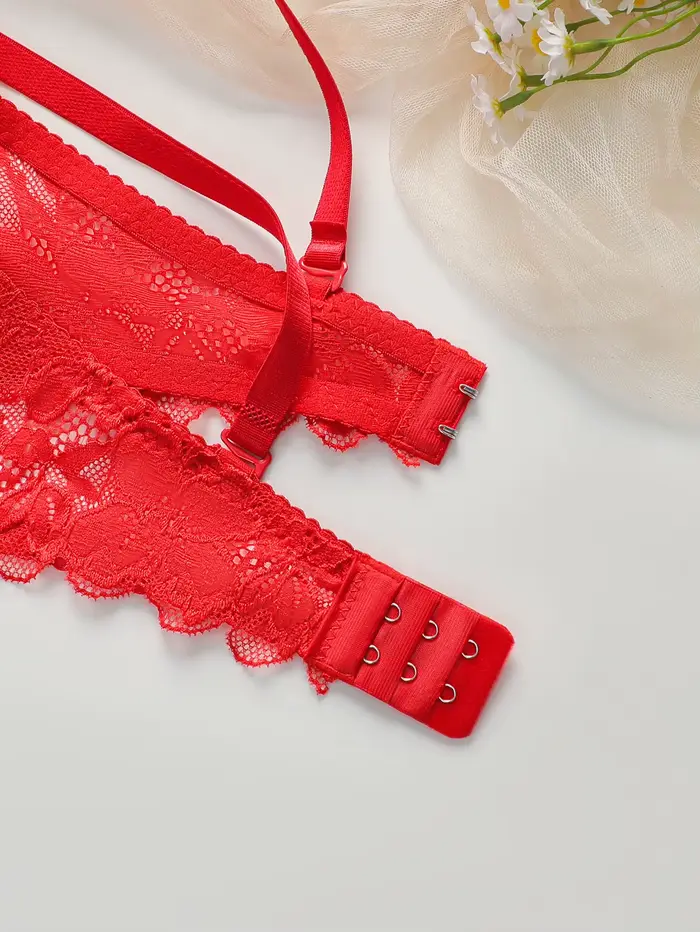Ensemble de 2 pièces en dentelle et coton rouge, ensemble de lingerie sexy et blanche, ensemble de sous-vêtements pour femmes, J3431