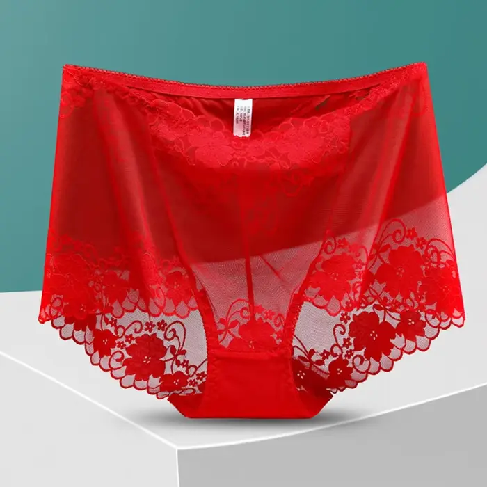 Plus velikost dámské CRWC průhledný krajkové kalhotky, elegantní a smyslné dámské spodní prádlo pro zvláštní příležitosti
