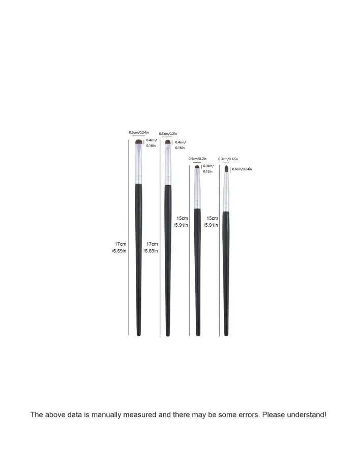 1 lot de 4 pinceaux de maquillage pour détails des yeux noirs, poils de poney, ombre à paupières de 