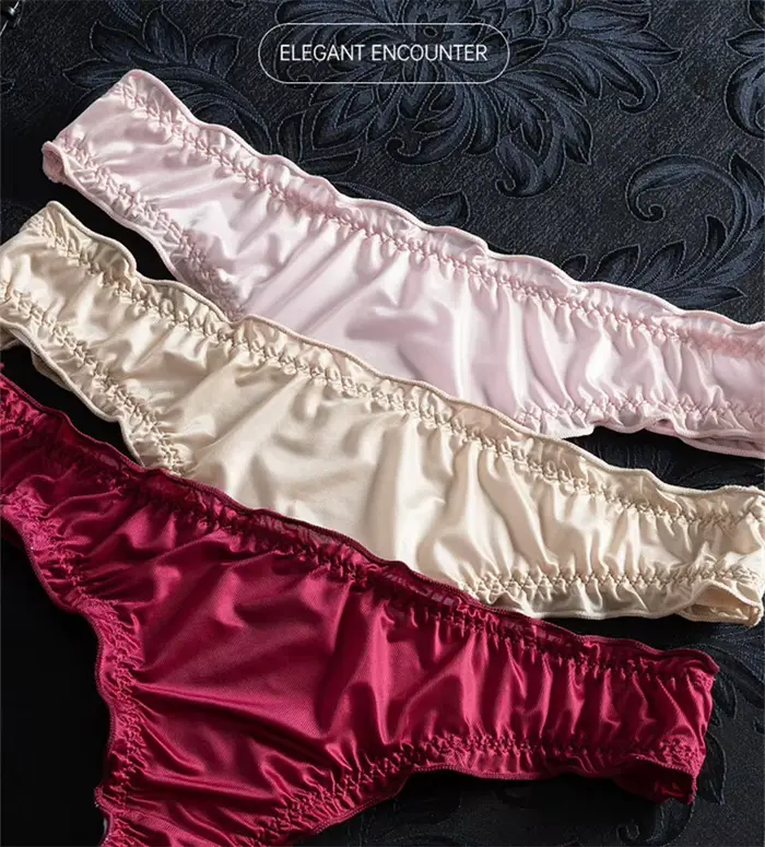 Sexy tanga kalhotky pro ženy, svůdné tanga, dřevěné náušnice, tangas, ultra tenké tanga, ledové hedvábí, neviditelné spodní prádlo