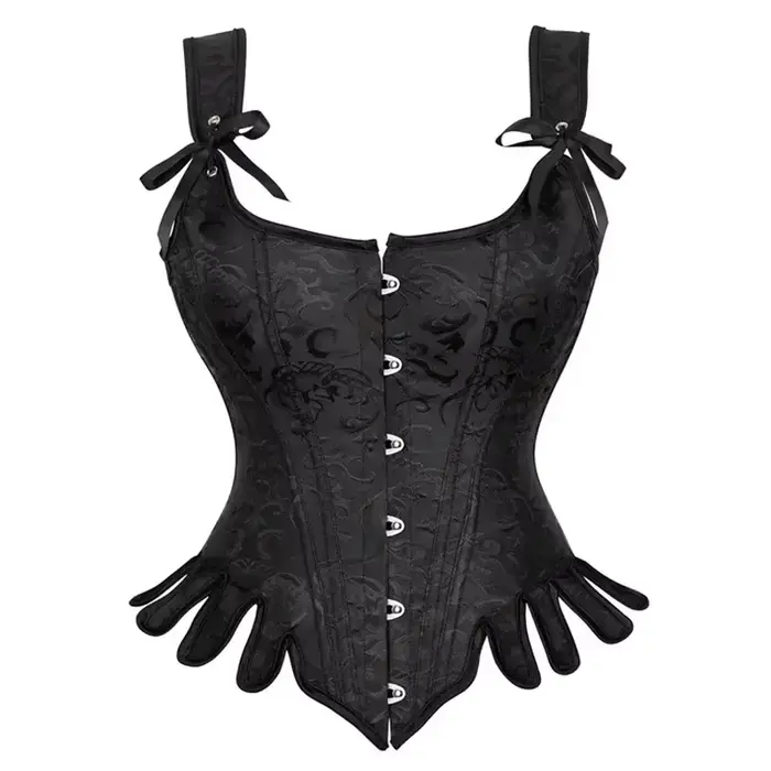 Haut corset avec sangle initiée pour femme, lacets gothiques, noir, bleu, surbuste, broderie, bustie