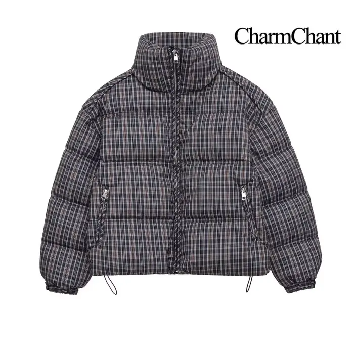 CharmChant col montant Plaid doudoune pour femmes hiver 2025 rembourrage manteau femme nouveau en ma