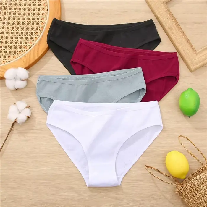 Dámské žakárové bavlněné kalhotky, sexy, barva jednobarevný, intimní, S-XL