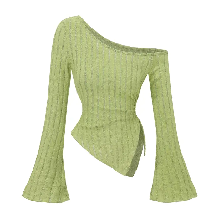 T-shirt manches longues pour femmes, épaules dénudées, coupe cintrée, décontracté, style de rue, asy